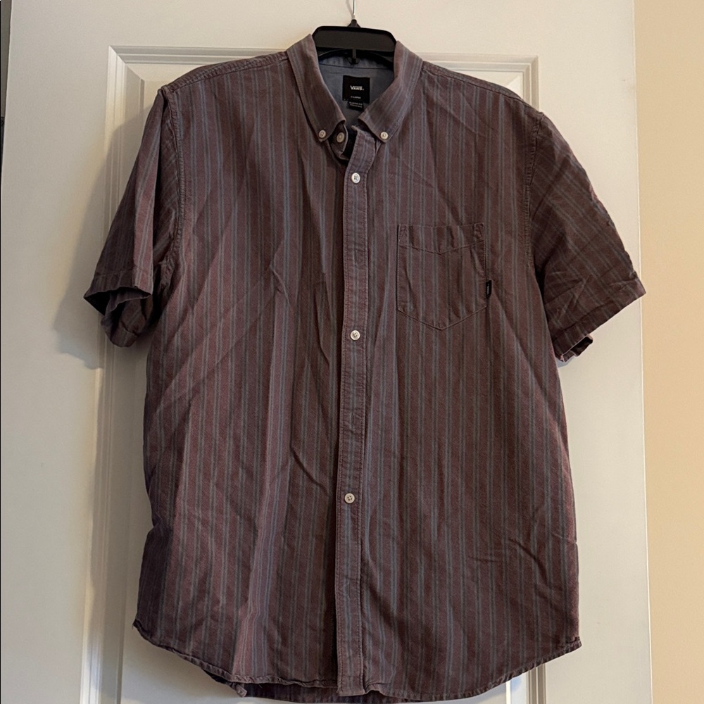 Vans Men's Casual Brown and Gray Button Down Shirt